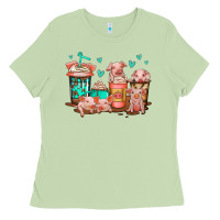 Matcha cute pigs coffee Ladies Tee - Jasminsmagicworld