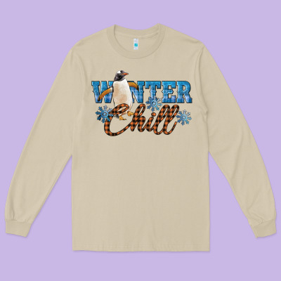 Winter Chill Penguin Long Sleeve Tee Designed By Lillyallendesigns