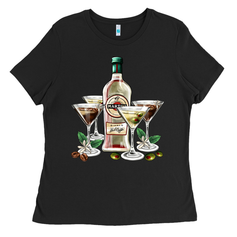 Martini Glasses And Martini Bottle Ladies Tee by AdoDesignShop | Teevron