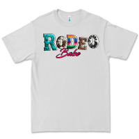 Dove Grey rodeo babe turquoise serape cowhide leopard Premium Tee - Artiststas