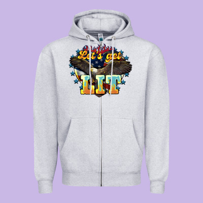 Let's Get Lit America Eagle 4th Of July Zipper Hoodie Designed By Howdyjamesfarm