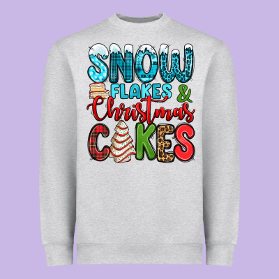 Snow Flakes And Christmas Cakes Heavyweight Sweatshirt Designed By Jasminsmagicworld