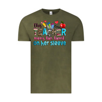 Vintage Olive this teacher wears her her on her sleeve Vintage Tee - NancyCooperArtShop