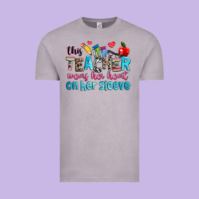 This Teacher Wears Her Her On Her Sleeve Vintage Tee Designed By Nancycooperartshop