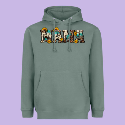 Mama Sunflower Leopard Heavyweight Hoodie Designed By Oliviacreatesart