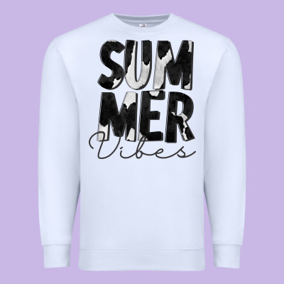 Summer Vibes Black White Cowhide Premium Sweatshirt Designed By Cowcowdesign