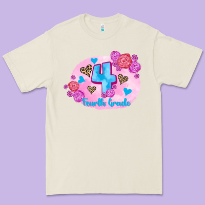 Back To School Flowers Fourth Grade 3200x2400 Premium Tee Designed By Adodesignshop