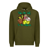 Army Green Take me out to the ballgame Premium Hoodie - HowdyJamesFarm