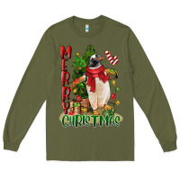 Army Green merry christmas penguin Long Sleeve Tee - LillyAllenDesigns