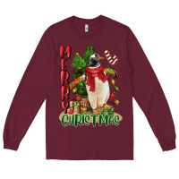 Burgundy merry christmas penguin Long Sleeve Tee - LillyAllenDesigns
