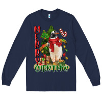 Navy merry christmas penguin Long Sleeve Tee - LillyAllenDesigns