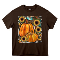 Chocolate Brown sunflowers, pumpkin, cowhide, serape Heavy Core Tee - JahusDesignShop