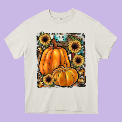 Sunflowers, Pumpkin, Cowhide, Serape Heavy Core Tee Designed By Jahusdesignshop