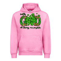 Fuchsia Pink With god all things are possible St. Patrick's Day Urban Hoodie - LillyAllenDesigns