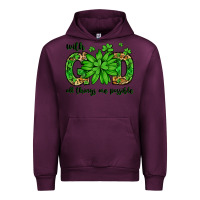 Mauve Wine With god all things are possible St. Patrick's Day Urban Hoodie - LillyAllenDesigns