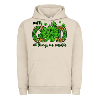 Pigment French Oak With god all things are possible St. Patrick's Day Urban Hoodie - LillyAllenDesigns