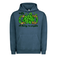 Pigment Midnight Navy With god all things are possible St. Patrick's Day Urban Hoodie - LillyAllenDesigns