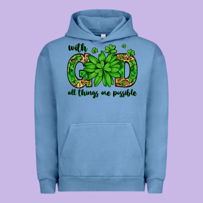 With God All Things Are Possible St. Patrick's Day Urban Hoodie Designed By Lillyallendesigns