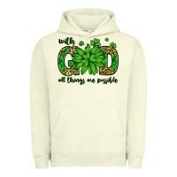 Pigment Pistachio With god all things are possible St. Patrick's Day Urban Hoodie - LillyAllenDesigns