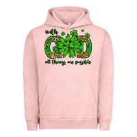 Pigment Salmon With god all things are possible St. Patrick's Day Urban Hoodie - LillyAllenDesigns
