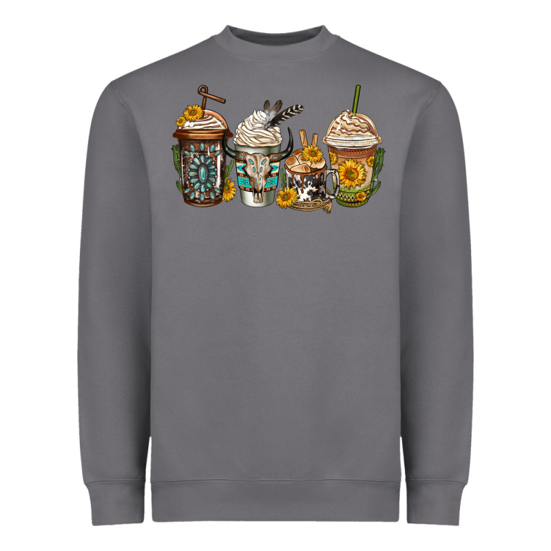 Bull Skull Western Coffee Cups Heavyweight Sweatshirt by Jasminsmagicworld | Teevron