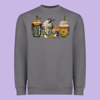 Bull Skull Western Coffee Cups Heavyweight Sweatshirt Designed By Jasminsmagicworld