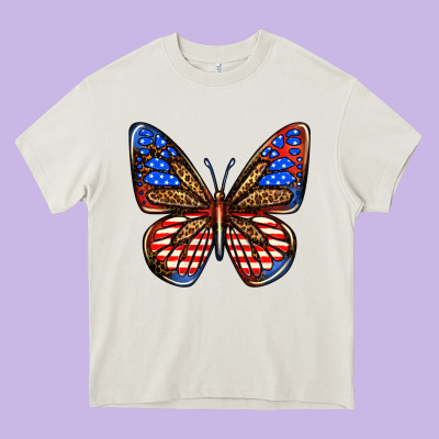 4th Of July Butterfly Heavy Core Tee Designed By Bundleandbundleshop