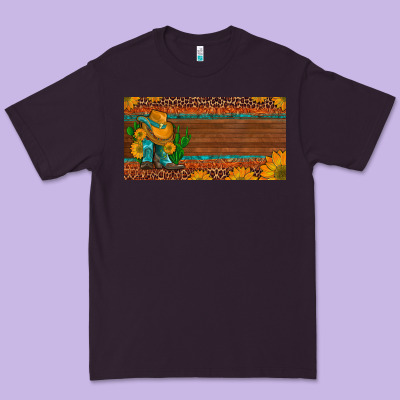 Custom Cowboy Boots Sunflowers And Cactus License Plate Premium Tee Designed By Artiststas