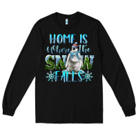 Black Home Is Where The Snow Falls Winter Penguin Long Sleeve Tee - LillyAllenDesigns