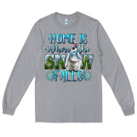 Heather Grey Home Is Where The Snow Falls Winter Penguin Long Sleeve Tee - LillyAllenDesigns
