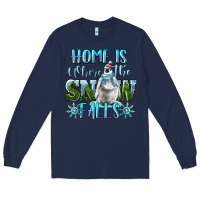 Navy Home Is Where The Snow Falls Winter Penguin Long Sleeve Tee - LillyAllenDesigns