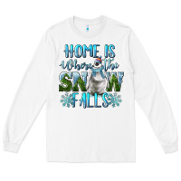 White Home Is Where The Snow Falls Winter Penguin Long Sleeve Tee - LillyAllenDesigns