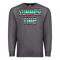 Charcoal Heather summer time serape doodle Premium Sweatshirt - CowCowDesign