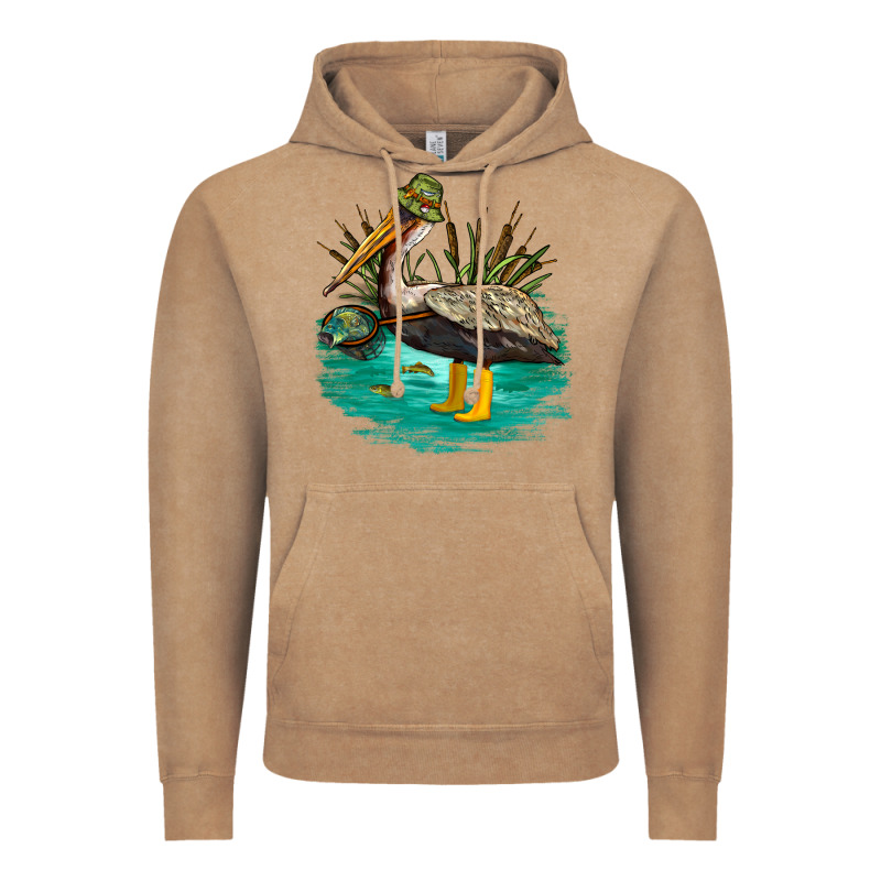 Fishing Pelican Camp Vintage Hoodie by NancyCooperArtShop | Teevron
