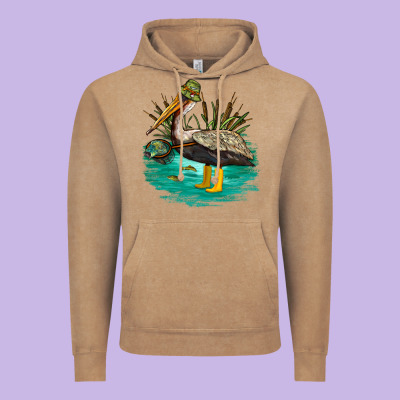 Fishing Pelican Camp Vintage Hoodie Designed By Nancycooperartshop