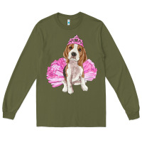 Army Green Balerina beagle with tutu Long Sleeve Tee - RanaPortraitStore