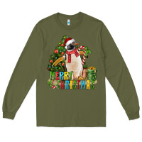 Army Green Merry Christmas Penguin Long Sleeve Tee - LillyAllenDesigns