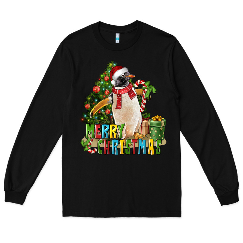 Merry Christmas Penguin Long Sleeve Tee by LillyAllenDesigns | Teevron