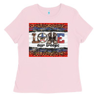 Bubblegum Pink armed forces day love our troops Ladies Tee - Artiststas