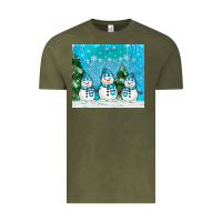 Vintage Olive snowman Vintage Tee - MaliasSmallBusiness