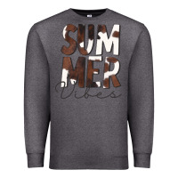 Charcoal Heather Summer Vibes Brown White Cowhide Premium Sweatshirt - CowCowDesign