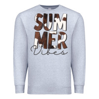 Heather Grey Summer Vibes Brown White Cowhide Premium Sweatshirt - CowCowDesign