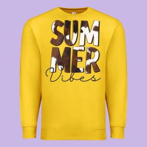 Summer Vibes Brown White Cowhide Premium Sweatshirt Designed By Cowcowdesign