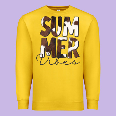 Summer Vibes Brown White Cowhide Premium Sweatshirt Designed By Cowcowdesign