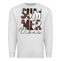 Oatmeal Heather Summer Vibes Brown White Cowhide Premium Sweatshirt - CowCowDesign
