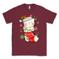Burgundy christmas cat in Classic Tee - MaliasSmallBusiness