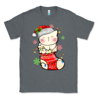 Charcoal Heather christmas cat in Classic Tee - MaliasSmallBusiness