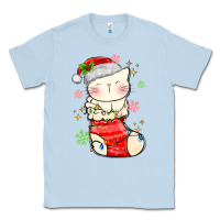 Dusty Blue christmas cat in Classic Tee - MaliasSmallBusiness