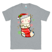 Heather Grey christmas cat in Classic Tee - MaliasSmallBusiness
