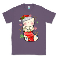 Lavender christmas cat in Classic Tee - MaliasSmallBusiness